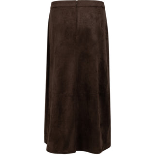 COSTER FAUX SUEDE SKIRT DARK BROWN