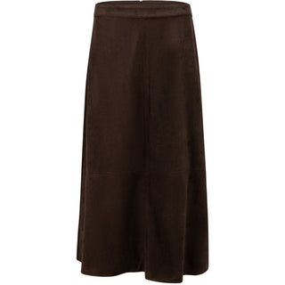 COSTER FAUX SUEDE SKIRT DARK BROWN