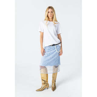 COSTER T-SHIRT MED PÄRLDETALJ VIT