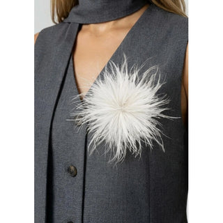 COSTER FEATHER BROOCH WHITE
