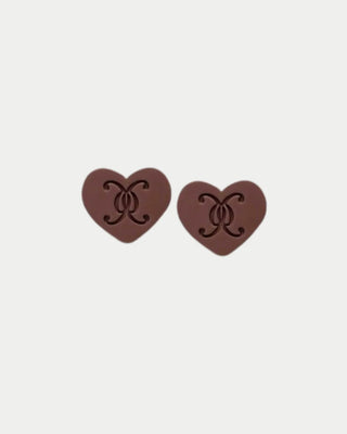 HEART LOGO STUD ÖRHÄNGEN BRUN