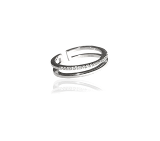 PLAIN CRYSTAL TWIN Ring - Vit