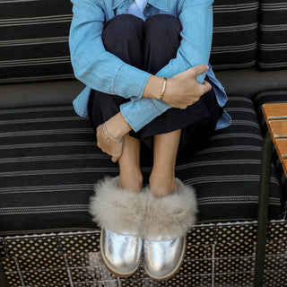 Eve Fårskinnstofflor Silver