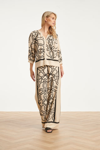 Smashed Lemon Blus Grafiskt Mönster – Sand Black