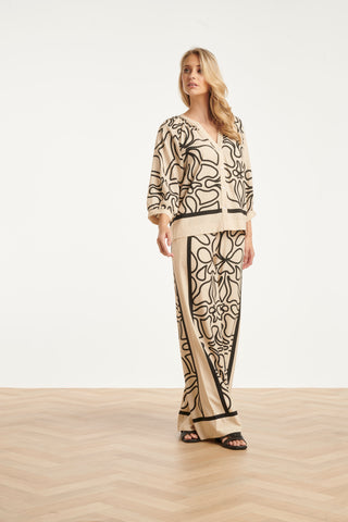 Smashed Lemon Blus Grafiskt Mönster – Sand Black