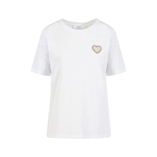 COSTER T-SHIRT MED PÄRLHJÄRTA VIT