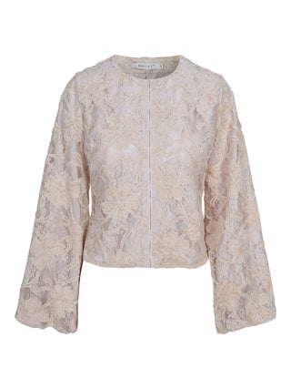 HAUST SATIN EMBROIDERY LACE BLOUSE ECRY