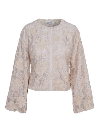 BLUS SATIN BRODERAD SPETS