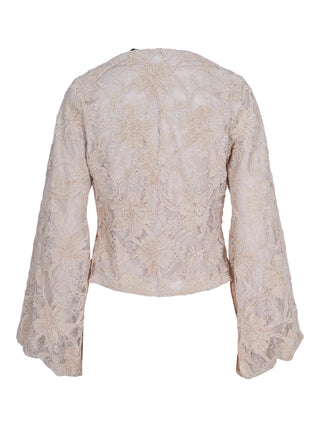 HAUST SATIN EMBROIDERY LACE BLOUSE ECRY