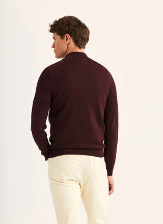 MERINO JOHN ZIP WINE RED