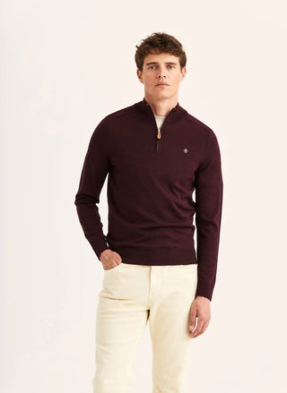 MERINO JOHN ZIP WINE RED