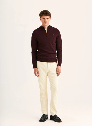 MERINO JOHN ZIP WINE RED