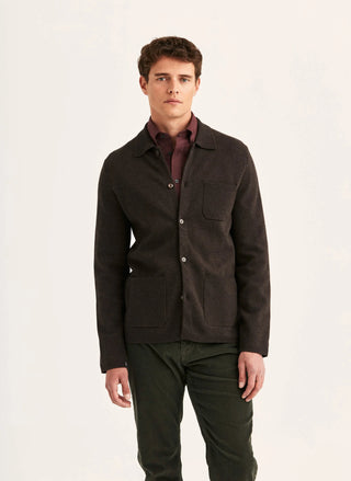 DUDLEY KNITTED OVERSHIRT BROWN