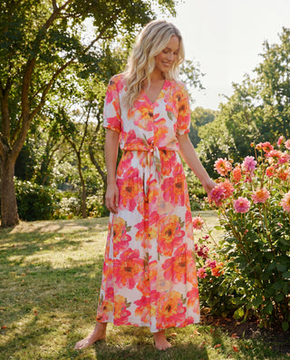 HAUST MAXI SATINKJOL PINK FLOWER