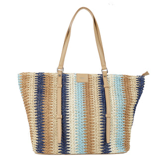 Flätad Väska Strå Blå