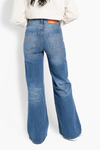 IRINA Wide Leg Jeans Medium Wash Blue Denim