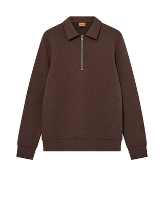 MMGABEL ZIP POLO SWEAT CHOCOLATE BROWN