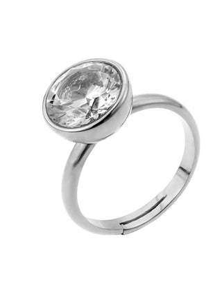 Globe stone ring crystal Silver