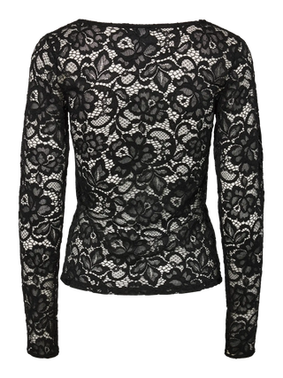 YASLACEY SPETS LÅNGÄRMAD V-TOPP BLACK