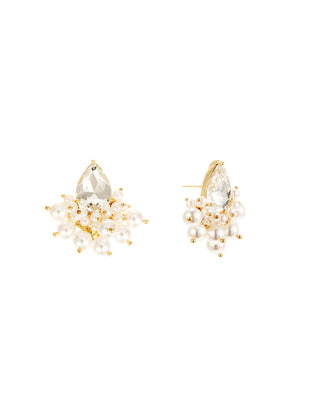 PEARL AND CRYSTAL EARRING GOLD
