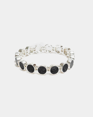 AVA PETITE PEARL BRACELET - SILVER/BLACK