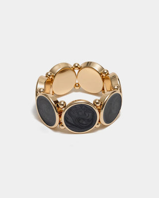 AVA PEARL ELASTIC BRACELET - GULD/SVART