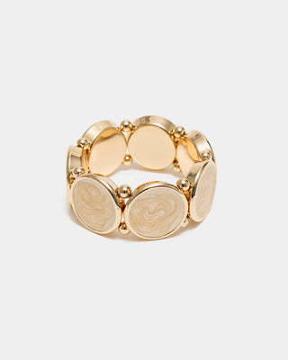 AVA PEARL ELASTIC BRACELET - GULD/SAND