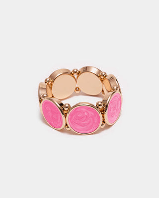 AVA PEARL ELASTIC BRACELET - GULD/ROSA