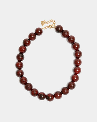 BOLD PEARL NECKLACE BURGUNDY