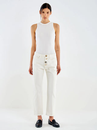 VICOLO ZOE WHITE JEANS WITH BUTTONS