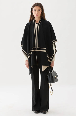 BUSNEL GARBO PONCHO SVART/BEIGE