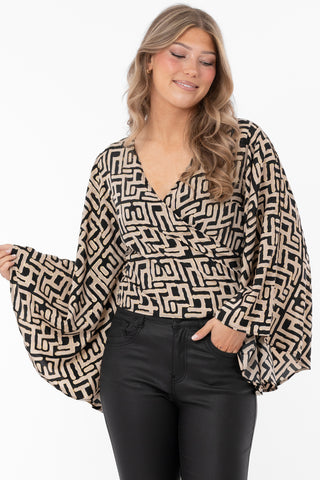 Giovanna Blouse Jacket Black/Sand/Gold
