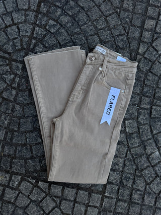 Flared Jeans Beige Melange