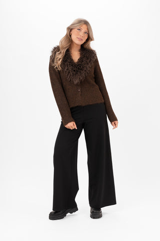 LAUREL FUR CARDIGAN BROWN