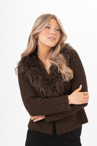 LAUREL FUR CARDIGAN BROWN