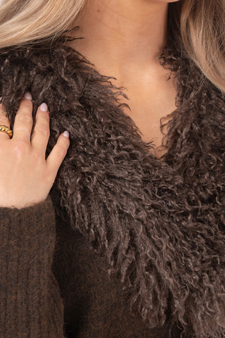 LAUREL FUR CARDIGAN BROWN