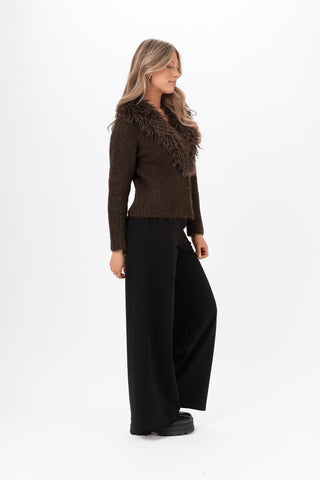 LAUREL FUR CARDIGAN BROWN