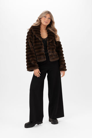 MINERVA FUR JACKET COFFEE BROWN