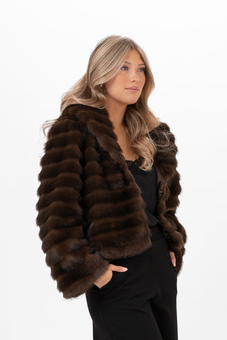MINERVA FUR JACKET COFFEE BROWN