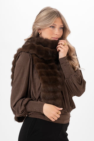 MINERVA PÄLS SCARFS COFFEE BROWN
