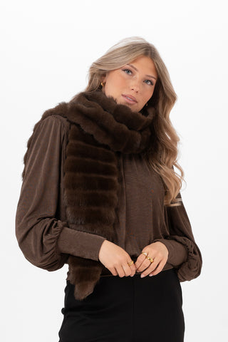 MINERVA PÄLS SCARFS COFFEE BROWN