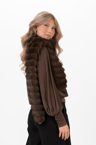 MINERVA PÄLS SCARFS COFFEE BROWN
