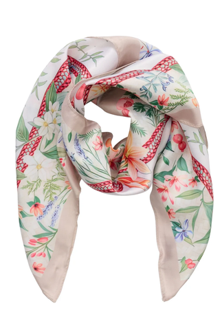 Finja Scarf Blommor Beige