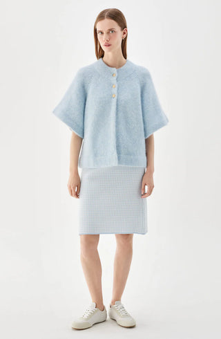 Vilanie Kort Kofta Mohair ljusblå