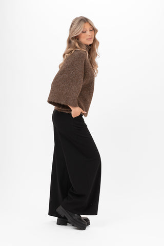 WILLOW STICKAD TRÖJA COFFEE BROWN