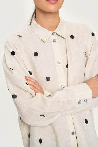 Airy linen paljettskjorta