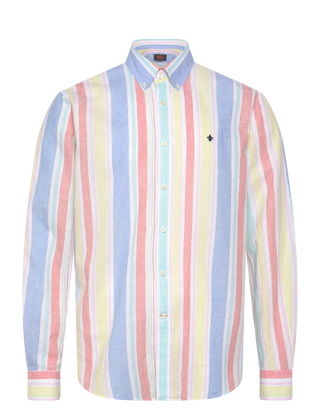 Randig Skjorta - Happy Linen Stripe Shirt Classic Fit
